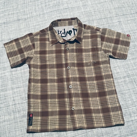 Two Shirts 4 4t boys QUIKSILVER button down EUC brown blue Spring casual Easter - Picture 4 of 16